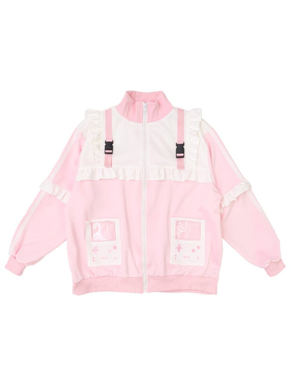 NEW ACDC RAG Game Over Frill Pink Jersey Oversized Jacket